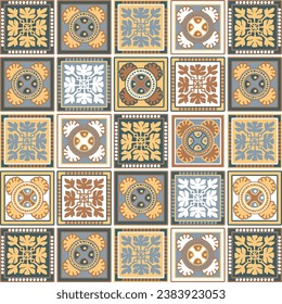 Italian ceramic tile pattern. Ethnic folk ornament. Mexican talavera, portuguese azulejo or spanish majolica.