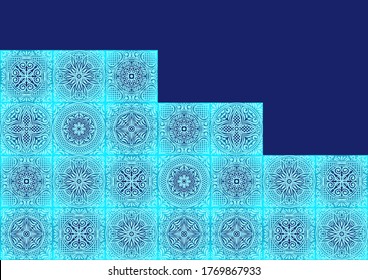 Italian ceramic tile pattern. Mediterranean porcelain pottery. Ethnic folk ornament. Mexican talavera, portuguese azulejo or spanish majolica.