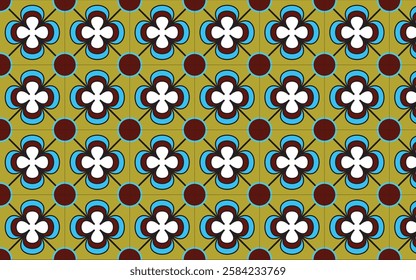 Italian ceramic tile pattern. Mediterranean porcelain pottery. Ethnic folk ornament. Mexican talavera, portuguese azulejo or spanish majolica.