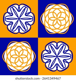Italian ceramic tile pattern. Mediterranean porcelain pottery. Ethnic folk ornament. Mexican talavera, portuguese azulejo, spanish majolica, arabesque motif