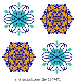 Italian ceramic tile pattern. Mediterranean porcelain pottery. Ethnic folk ornament. Mexican talavera, portuguese azulejo, spanish majolica, arabesque motif