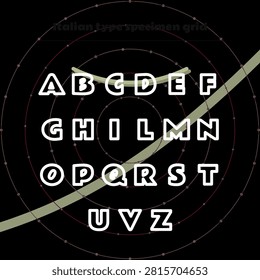 Italian character set alphanumeric set mask with vibrant palette halo shadow