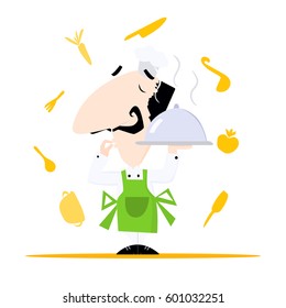 Italian chef cartoon vector illustration for your design