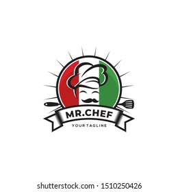 Italian Chef Logo Design Vector Template