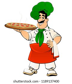 Italian chef with pizza.