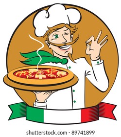 Italian Chef Pizza Stock Vector (royalty Free) 89741899 