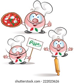 italian chef set isolated on white background