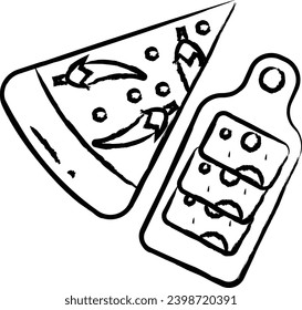 italian chilli pizza hand drawn vector illustration