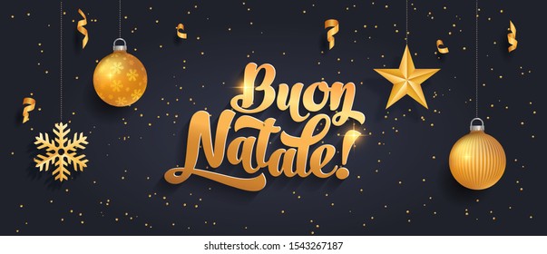 italian christmas merry merry christmas black banner template in italian language italian christmas merry happy vacation star party black abstract holiday background scene ball gold ceremony rich cele