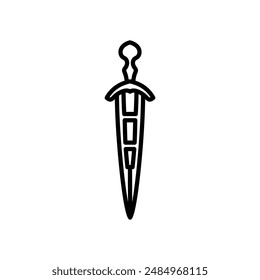 Italian Cinquedea Outline Icon, Vector illustration