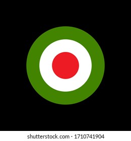 Italian circle flag on black background - vector