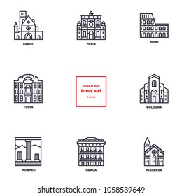 Italian Cities Icons. Set Vector