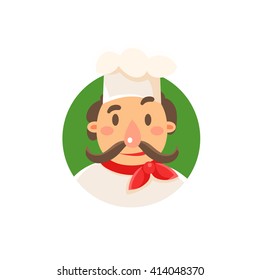 Italian Classical Cook Flat Isolated Primitive Cartoon Style Illustration On White Background