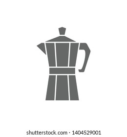 Italian coffee maker black vector icon. Moka pot for espresso, traditional, retro style.