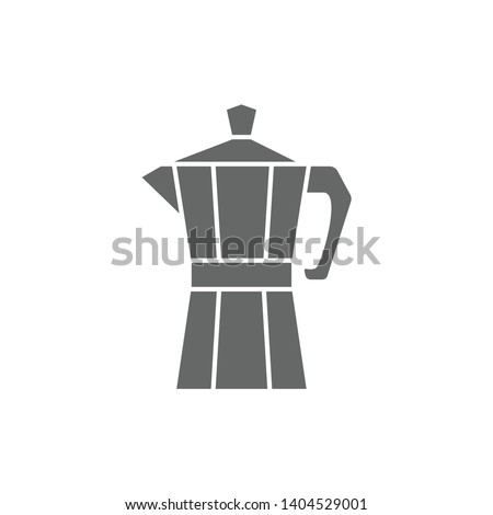 Italian coffee maker black vector icon. Moka pot for espresso, traditional, retro style.