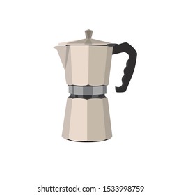 Italian coffee maker, espresso machine, moka express, mocha coffee, moka pot. Flat design vector illustration.