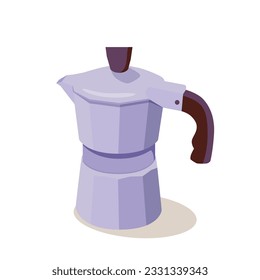 cafetera italiana, cafetera expreso, mocha express. La silueta de una olla de moka negra se dibuja con efecto de sello. Elemento de diseño para tienda, mercado, embalaje, etiquetas. Ilustración vectorial dibujada a mano.