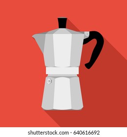 cafetera italiana, cafetera expreso, moka express, café mocha, moka pot. Ilustración vectorial de diseño plano.