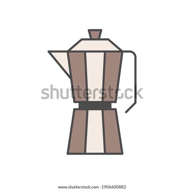 italian Coffee maker icon in color icon, isolated on\
white background 