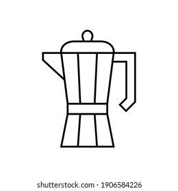 ícono de fabricante italiano de café con estilo de línea negra plana, aislado en blanco 