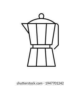 italian Coffee maker icon in flat black line style, isolated on white 