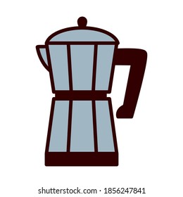 italian coffee maker icon over white background, line and fill style, vector illustration