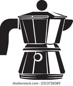 Italian coffee maker, moka pot icon black color, flat icon. Vector illustration 