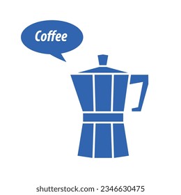 Italian coffee maker, moka pot. Coffee maker icon.  Flat design.