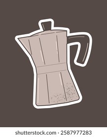 Italian coffee maker or moka pot, espresso machine, mocha express. Vector illustration
