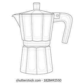
Italian coffee maker.Coloring book anti-stress for children and adults. Illustration isolated on white background. Black and white drawing. Zen tangle style.