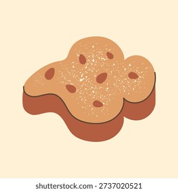 Italian Colomba Cake Icon. Flat hand drawn dove shaped dessert vector illustration with sugar glaze almond crumbs for spring holiday visuals.