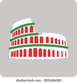 Italian colosseum, illustration, vector, on a white background.