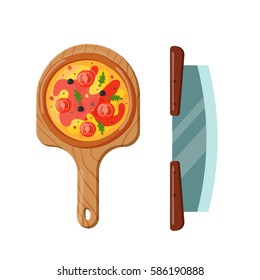 Italian cook pizza icon vector illustration.