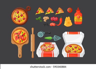Italian cook pizza icons vector illustration.