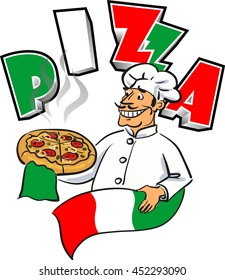 Funny Italian Cartoon Cook Presenting Delicious Stock Vector (Royalty ...