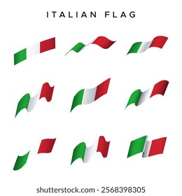 Italian Country Flag Vector Pack with Waving Style. For design elements with the concept of celebrating Italian holidays.