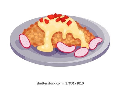 Italian Cuisine Dish Isolated on White Background Vector Illustration