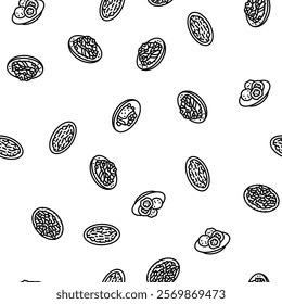 italian cuisine food pasta vector seamless pattern thin line illustration
