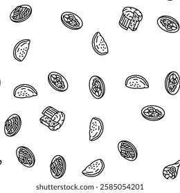 italian cuisine food pasta vector seamless pattern thin line illustration