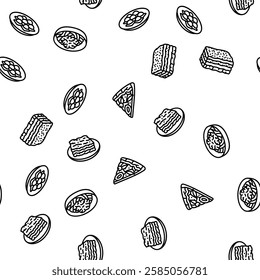 italian cuisine food pasta vector seamless pattern thin line illustration