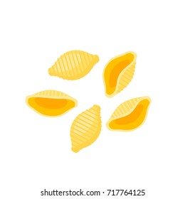 Italian cuisine. Pasta conchiglie. Vector illustration cartoon flat icon isolated on white.