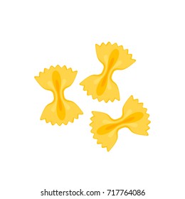 Italian cuisine. Pasta farfalle. Vector illustration cartoon flat icon isolated on white.