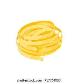 Italian Cuisine. Pasta Fetuccine - Tagliatelle. Vector Illustration Cartoon Flat Icon Isolated On White.