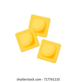 Italian cuisine. Pasta ravioli. Vector illustration cartoon flat icon isolated on white.