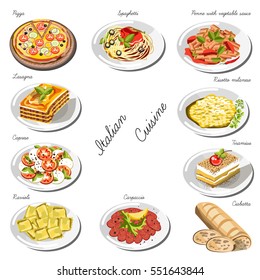 Italian Cuisine Set Collection Food Dishes Stock Vector (Royalty Free ...