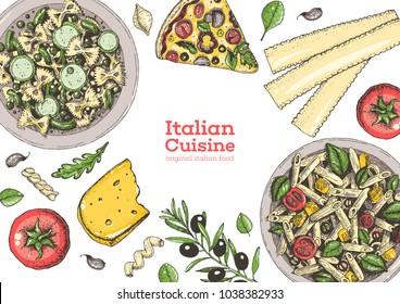 Italian Cuisine Top View Frame Food Stock Vector (Royalty Free ...