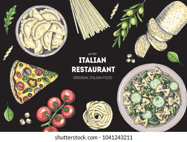 Italian Cuisine Top View Frame Food Stock Vector (Royalty Free ...