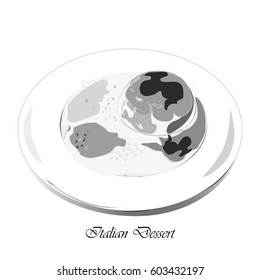 Italian dessert Panna Cotta. Vector illustration background.