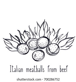 Italian dishes outline black and white drawing for menu design.