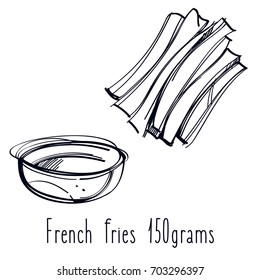 Italian dishes outline black and white drawing for menu design.
